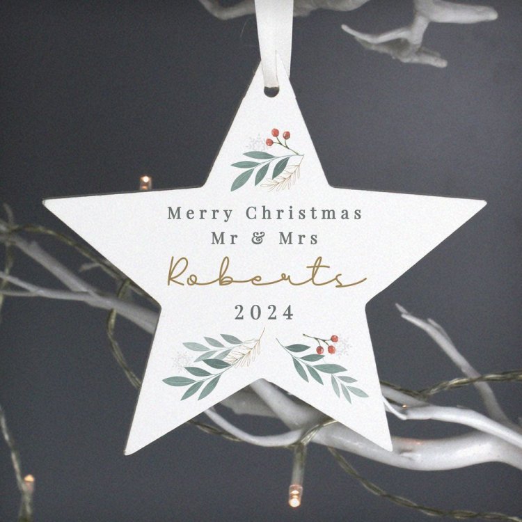 Modal Additional Images for Personalised Christmas Foliage Hanging Star Decoration
