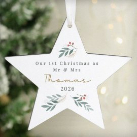(image for) Personalised Christmas Foliage Hanging Star Decoration