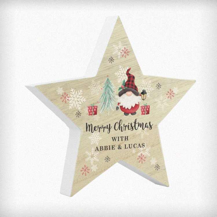 Modal Additional Images for Personalised Gonk Christmas Wooden Star Ornament