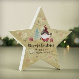 (image for) Personalised Gonk Christmas Wooden Star Ornament