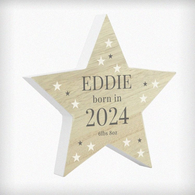 Modal Additional Images for Personalised Born In Wooden Star Ornament