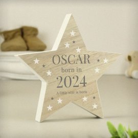 (image for) Personalised Born In Wooden Star Ornament