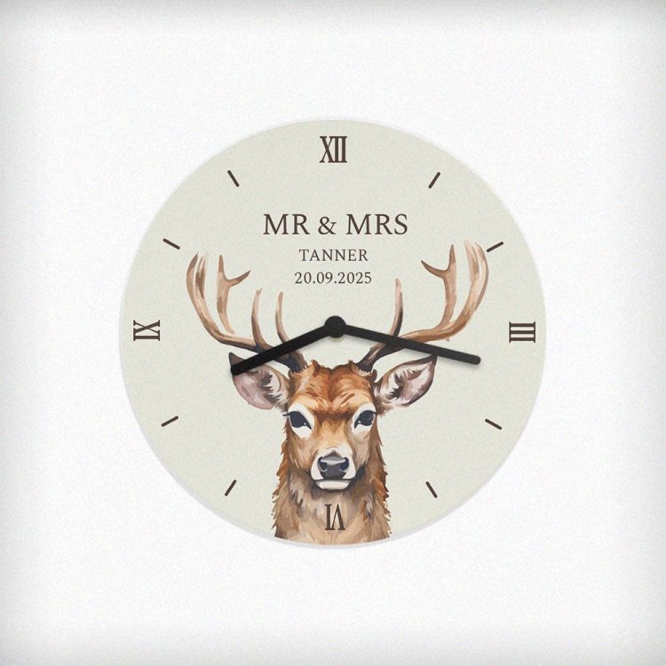 Modal Additional Images for Personalised Watercolour Stag Wooden Clock