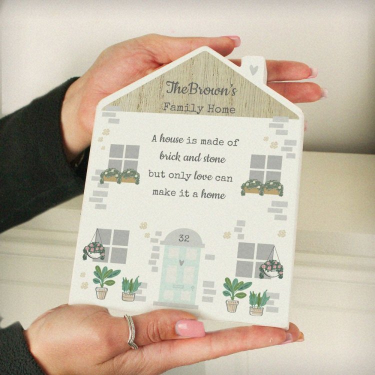 Modal Additional Images for Personalised Love Makes A Home Wooden House Ornament