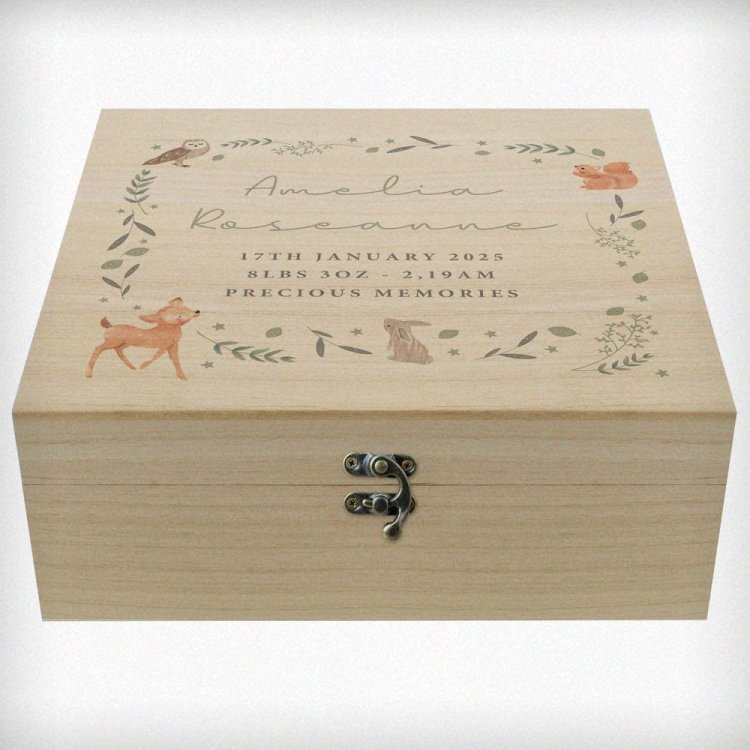 Modal Additional Images for Personalised Woodland Animal Large Wooden Keepsake Box