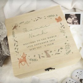 (image for) Personalised Woodland Animal Large Wooden Keepsake Box
