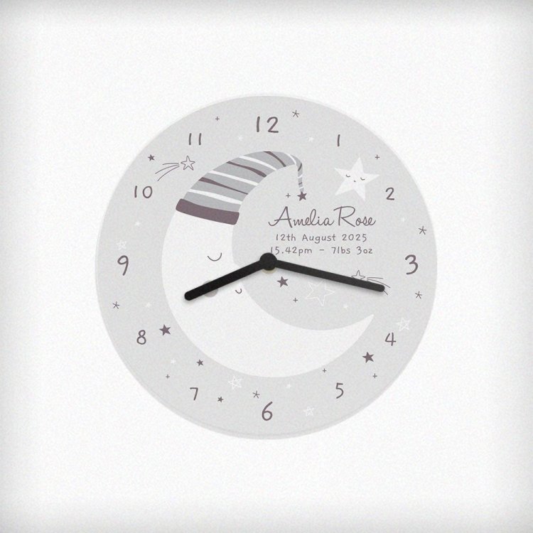 Modal Additional Images for Personalised Moon Wooden Nursery Clock