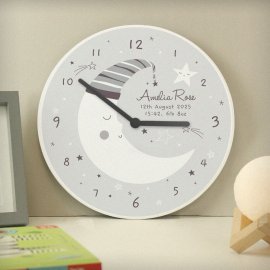 (image for) Personalised Moon Wooden Nursery Clock