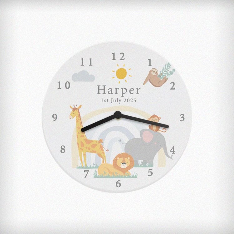 Modal Additional Images for Personalised Safari Animals Wooden Nursery Clock