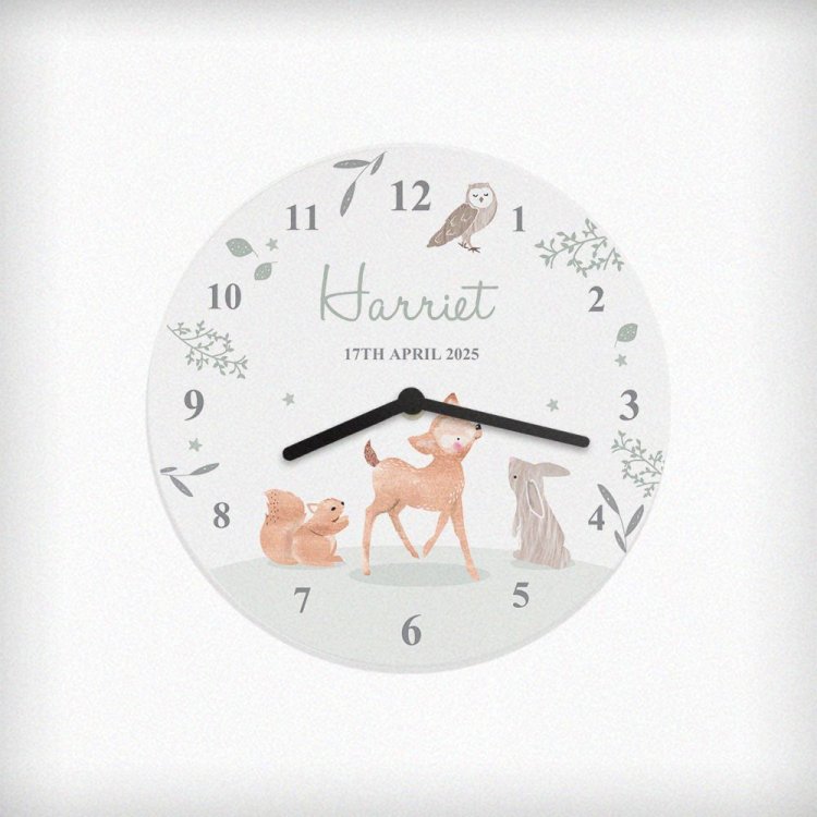 Modal Additional Images for Personalised Woodland Animals Wooden Nursery Clock