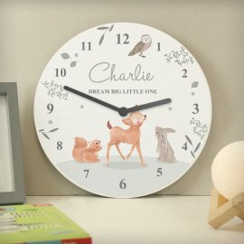 (image for) Personalised Woodland Animals Wooden Nursery Clock