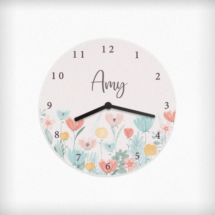 Modal Additional Images for Personalised Floral Wooden Childrens Clock