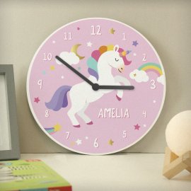 (image for) Personalised Unicorn Wooden Childrens Clock