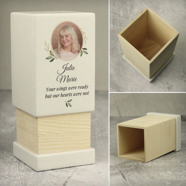 Modal Additional Images for Personalised Photo Upload Small Wooden Urn