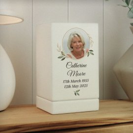 (image for) Personalised Photo Upload Small Wooden Urn