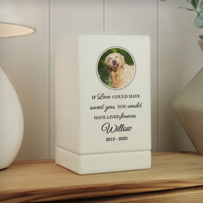 (image for) Personalised Pet Photo Upload Small Wooden Urn