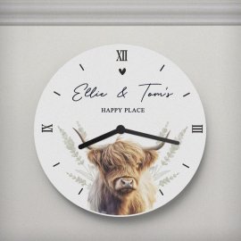 (image for) Personalised Highland Cow Wooden Clock
