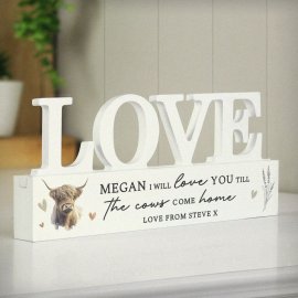 (image for) Personalised Highland Cow LOVE Wooden Ornament