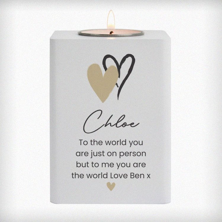 Modal Additional Images for Personalised Hearts Wooden Tealight Holder