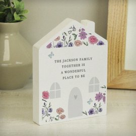 (image for) Personalised Wild Flowers Wooden House Ornament