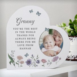 (image for) Personalised Wild Flowers Photo Upload Heart Ornament