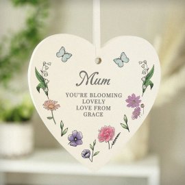 (image for) Personalised Wild Flowers Wooden Heart