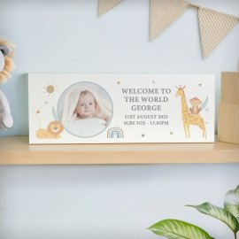 (image for) Personalised Safari Animals Photo Upload Wooden Ornament