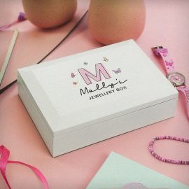 (image for) Personalised Butterfly Initial Wooden Jewellery Box