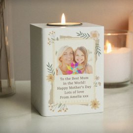 (image for) Personalised Wild Flowers Photo Upload Tealight Holder