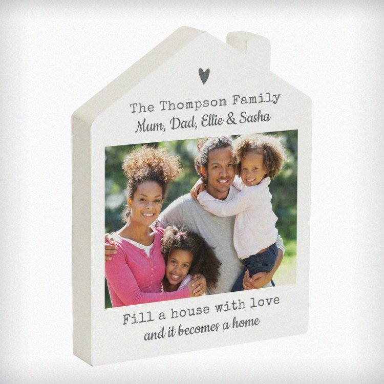 Modal Additional Images for Personalised Grey Heart Photo Upload Wooden House Ornament