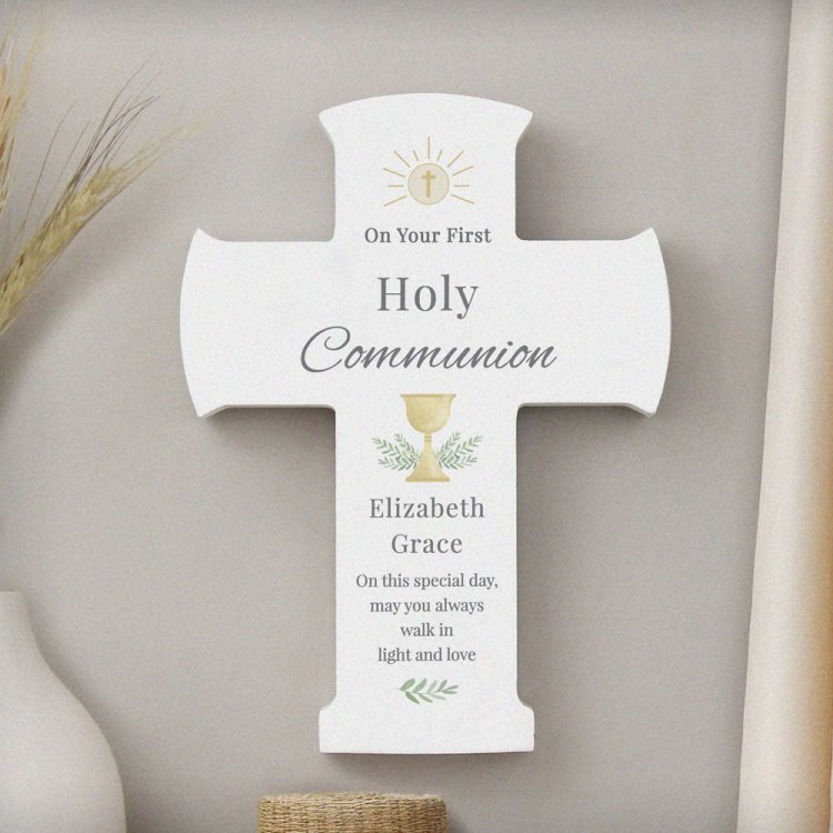Modal Additional Images for Personalised Holy Communion Cross Wooden Ornament