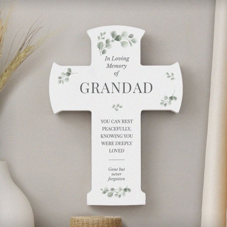 Modal Additional Images for Personalised Memorial Cross Wooden Ornament