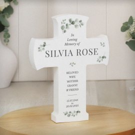 (image for) Personalised Memorial Cross Wooden Ornament