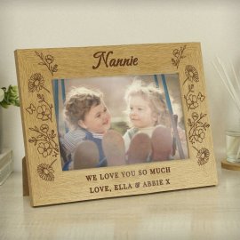 (image for) Personalised Wild Flowers 6x4 Oak Finish Photo Frame