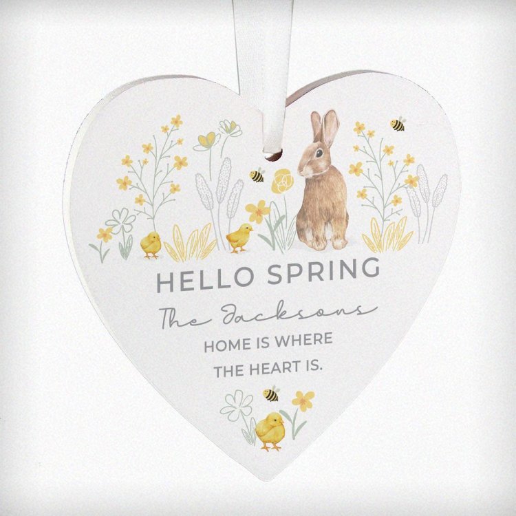 Modal Additional Images for Personalised Spring Bunny Wooden Heart Ornament