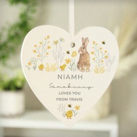 (image for) Personalised Spring Bunny Wooden Heart Ornament