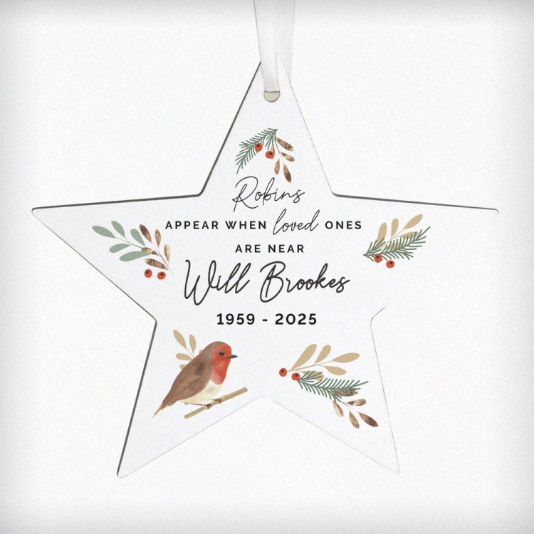 Modal Additional Images for Personalised Robin Memorial Star Ornament