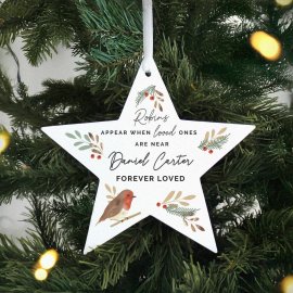 (image for) Personalised Robin Memorial Star Ornament