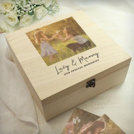 (image for) Personalised Photo Upload Wooden Keepsake Box