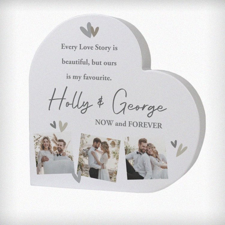 Modal Additional Images for Personalised Photo Upload Grey Heart Ornament