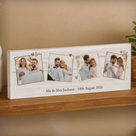 (image for) Personalised Photo Upload Hearts Mantel Block