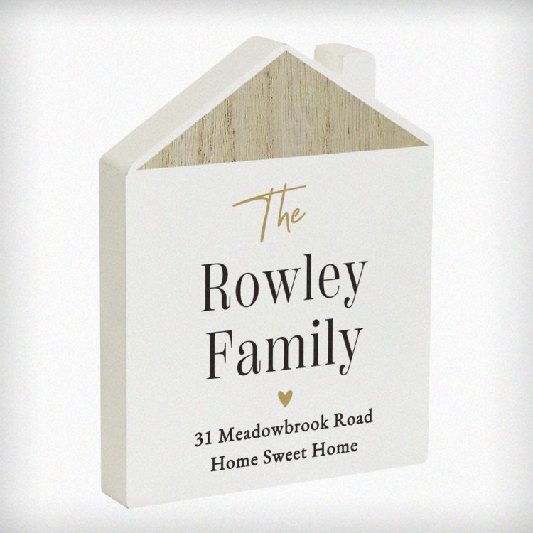 Modal Additional Images for Personalised Black & Gold Free Text Wooden House Ornament