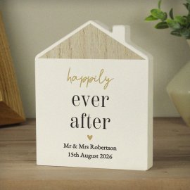 (image for) Personalised Black & Gold Free Text Wooden House Ornament