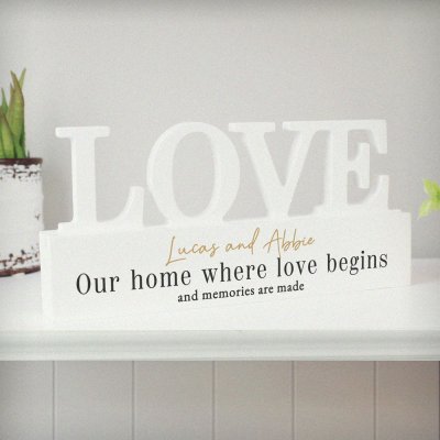(image for) Personalised Black & Gold Free Text LOVE Word Plaque