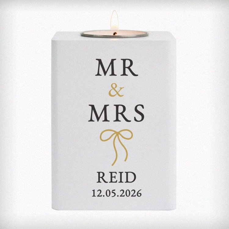 Modal Additional Images for Personalised Black & Gold White Wooden Tealight