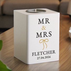 (image for) Personalised Black & Gold White Wooden Tealight
