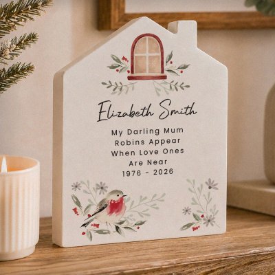 Personalised Robin Wooden House Ornament (image for) Personalised Robin Wooden House Ornament