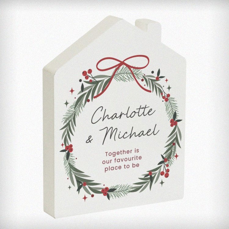 Modal Additional Images for Personalised Green Christmas Wreath House Ornament
