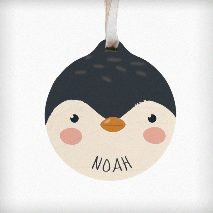 Modal Additional Images for Personalised Penguin Wooden Bauble