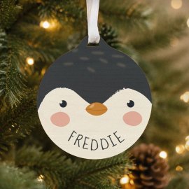 (image for) Personalised Penguin Wooden Bauble